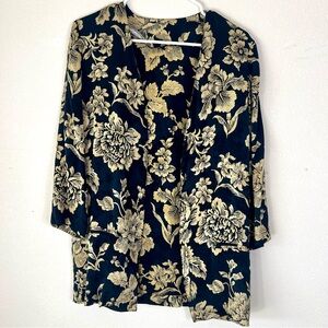 Vintage silk black and gold floral duster jacket